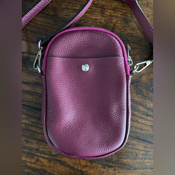 ITALY BORSE IN PELLA Genuine Leather Burgundy Purple  Cute Small Bag/Crossbody, - Picture 3 of 15